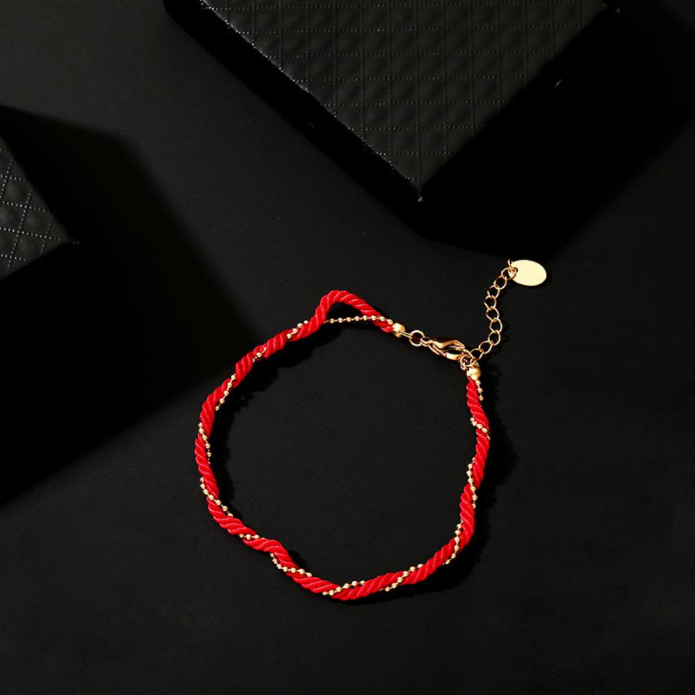 Stainless Steel Blessing Red Rope Bracelet For Women Girls Gold Color Exquisite Chinese Style Wrist Chains Party Jewelry Gifts