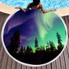 Aurora Print Round Beach Towel,Polyester Sand Resistant Beach Blanket,Soft Absorbent Quick Dry Pool Towel Portable Picnic Mat