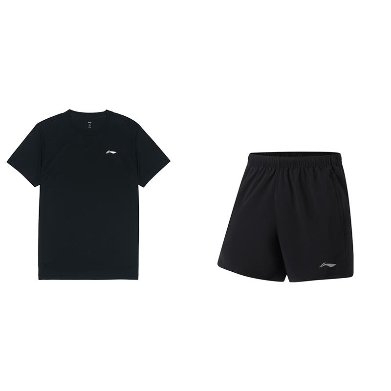 

Li-Ning Quick-Drying Breathable Stretch Training Woven Fitness Leisure Sports Suit Unisex suit ATSS463-1+AKSU679-1 S
