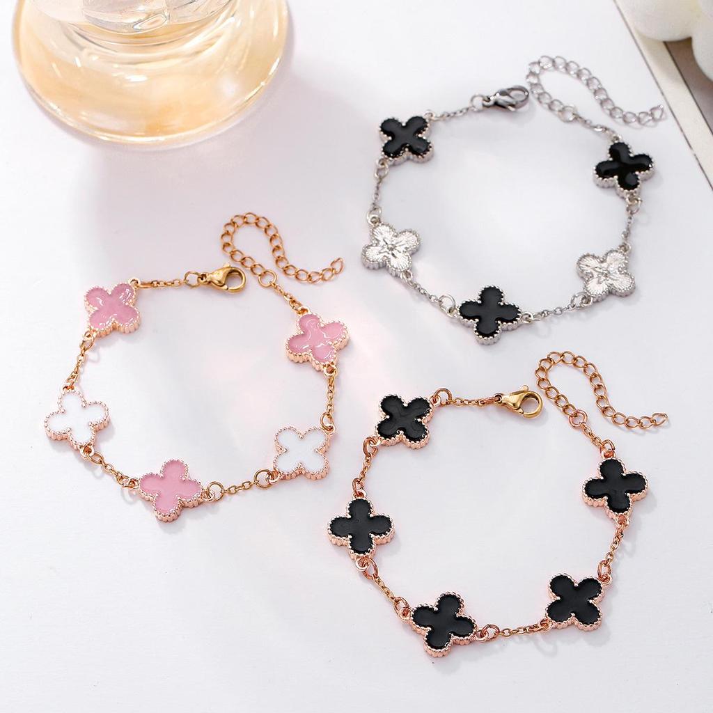 New Four-Leaf Clover Bracelet Female Simple Ins Five Flowers Mother-Of-Pearl Good Luck Four-Leaf Clover Hundred Hand Jewellery