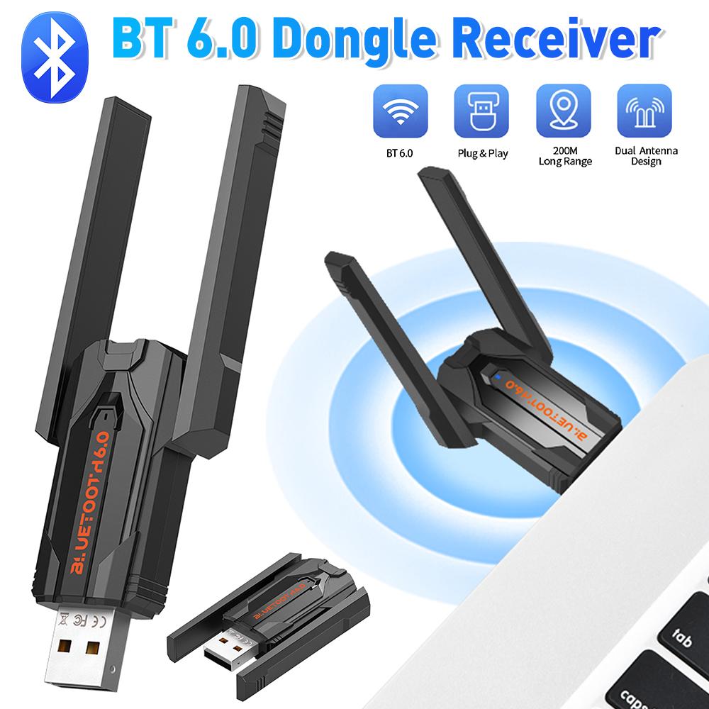 USB Bluetooth Dongle Adapter Bluetooth 6.0 Adapter Bluetooth Receiver & Transmitter for PC Keyboard/Mouse/Headphone/Speak