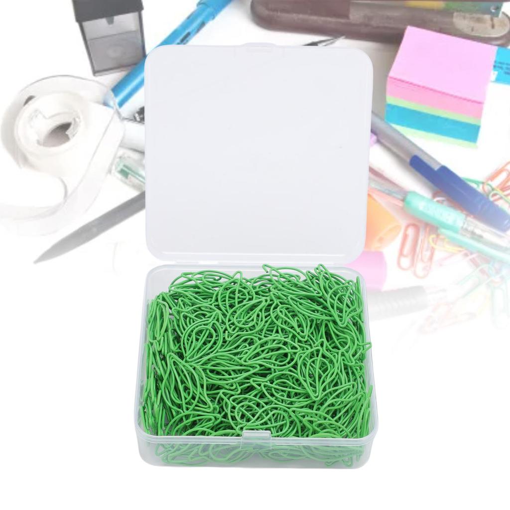 200 Pcs Leaf Shaped Paper Clips Cute Fun Bookmark Paperclip Planner Clips with Transparent Box for O