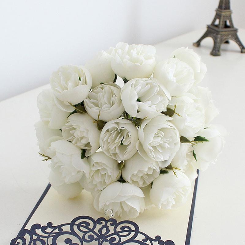 

27 Heads Rose Pink Peony Artificial Flower Silk Bridal Bouquet Roses Fake Flower for Table Vase Arrange Wedding Party Decor (as the picture,as shown)