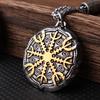 European and American Style Viking Odin Compass Rune Pendant Necklace Stainless Steel Men's and Women's Fashion Titanium Steel Jewelry Pendant