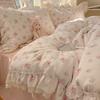 Double Yarn Princess Wind Lace Bedding Four-piece Set Skin-friendly Breathable Washed Sheets Quilt Cover Pillowcase