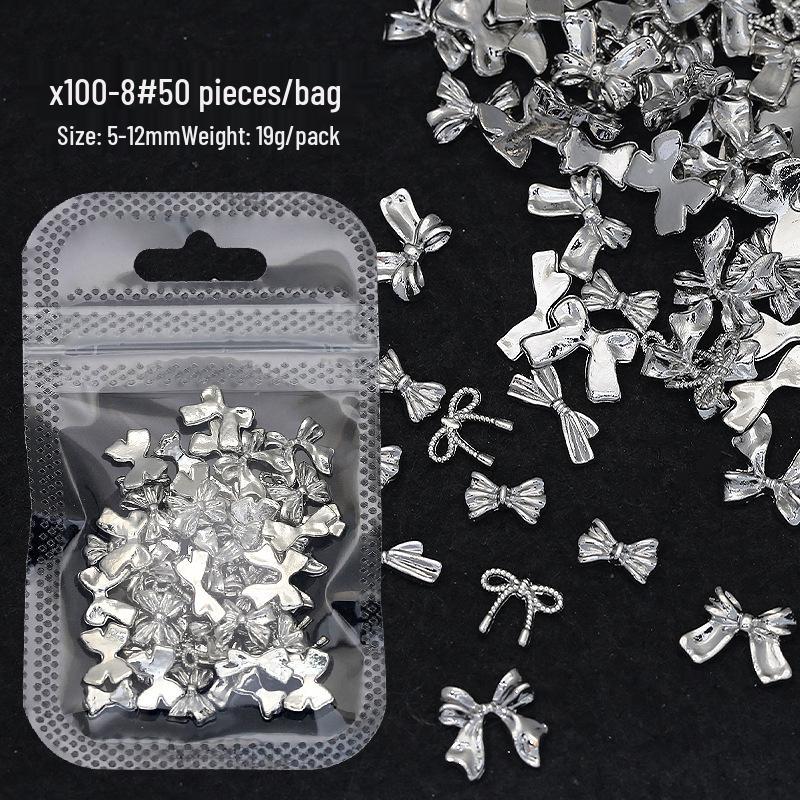 

Серебряные сплавные бантики для нейл-арта - Смешанный стиль, украшения в коробке для накладных ногтей