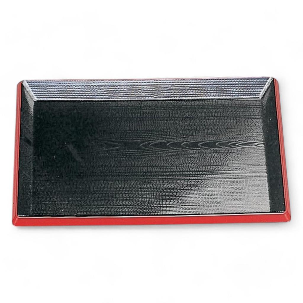 Rikyu Tray Black with Lacquerware Made in Japan J-kitchens (42cm), Red, (ABS Resin),