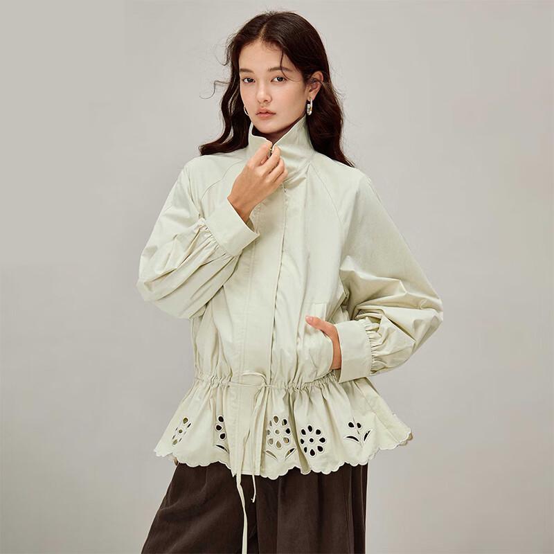 

INMAN Women s French Embroidered Stand-Collar Jacket XL