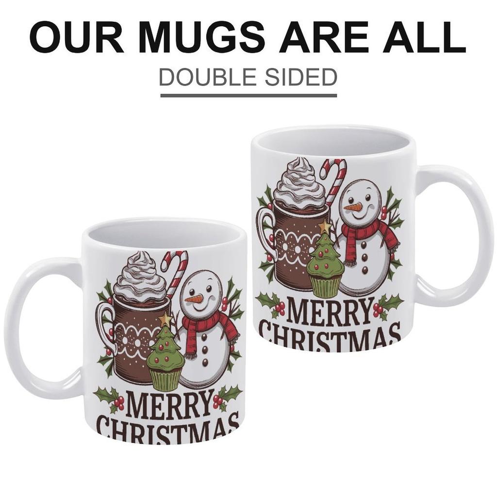 1pc 11oz Blank Ceramic Coffee Mug, Double-sided Printed Drink Cup, Polished Surface, Sturdy Structure, Classic Daily Mug for Home and Office