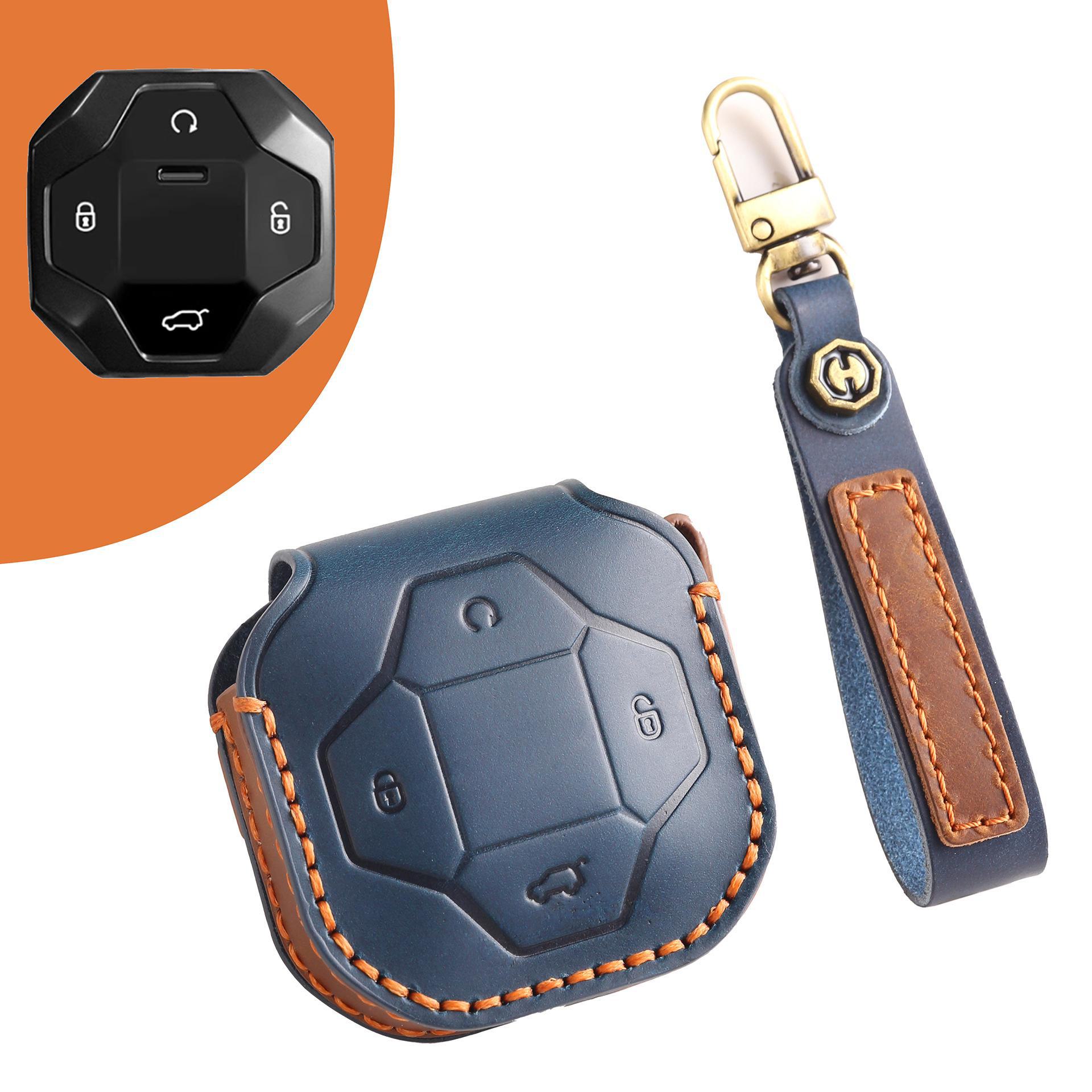 

Кожаный чехол для ключа Jetour Traveler Discovery Cross PRO Chery 23 модели синий