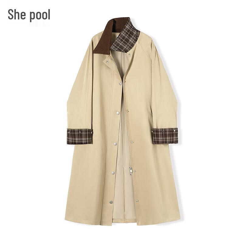 

Женский тренч в стиле пэчворк с цветовыми блоками L