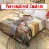 1pc Customizable Flannel Bed Blanket - Personalized Photo Print, All-Season Microfiber Blanket, Machine Washable, Digital Print