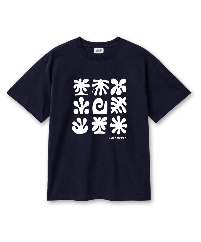 Leijimeli 20-Count Cotton Oversized Short Sleeve T-Shirt Navy