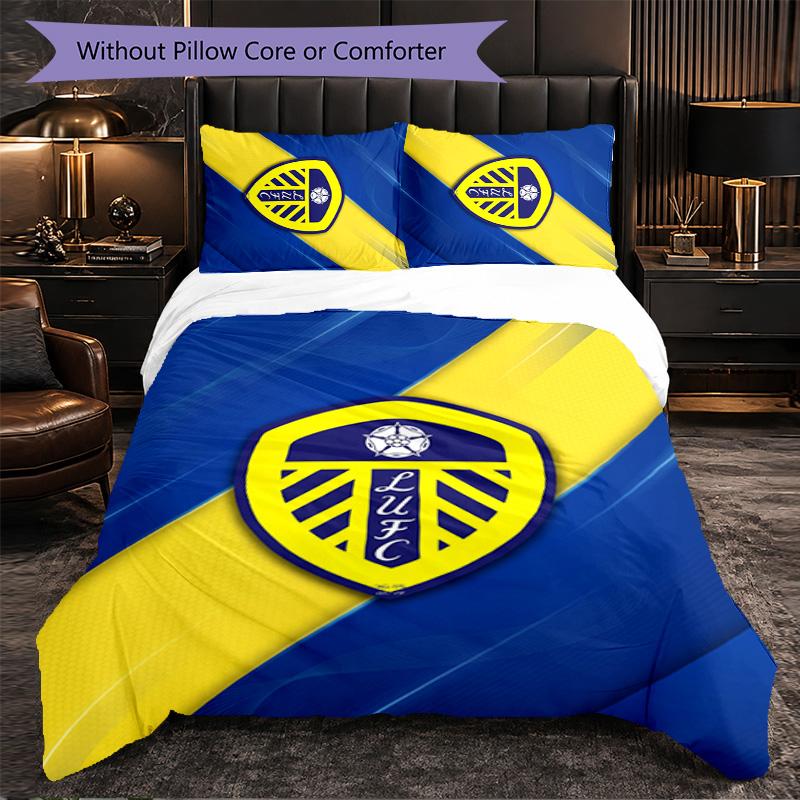 Biancheria da letto a tema Leeds United Set 3 Pezzi Copripiumino Biancheria da letto Decorativa Per Camera Adolescenti Decorazione Casa