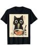 Men's Kawaii Cat Ramen Graphic T-Shirt - 100% Cotton, Casual & Comfy with Short