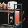 1 szt. Trójkątna Półka z Haczykami, Rozszerzalny Metalowy Stojak na Kuchenkę Mikrofalową - Pionowy Stojak do Przechowywania na Blacie na Piekarnik Toaster, Frytkownicę Powietrzną