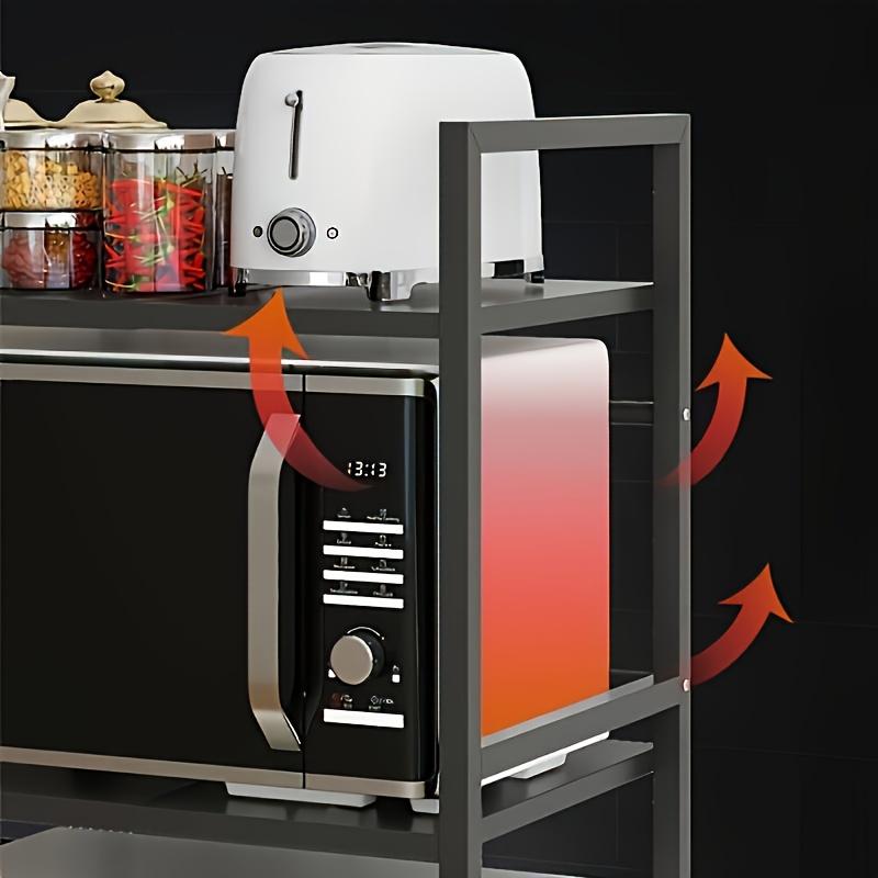 1 szt. Trójkątna Półka z Haczykami, Rozszerzalny Metalowy Stojak na Kuchenkę Mikrofalową - Pionowy Stojak do Przechowywania na Blacie na Piekarnik Toaster, Frytkownicę Powietrzną