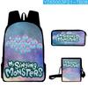 Classic Popular my singing monsters 3D Print 3pcs/Set School Bags Laptop Daypack Backpack Inclined shoulder bag Pencil Case