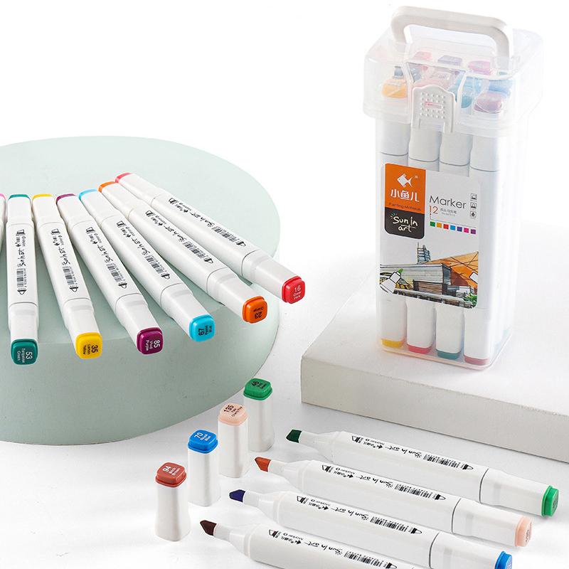

12/18/24/36/48/60 Color Portable Double Headed Arts Markers Set,Fine Arts Painting Oily Pen, Artist Art Supplies Graffiti Diy
