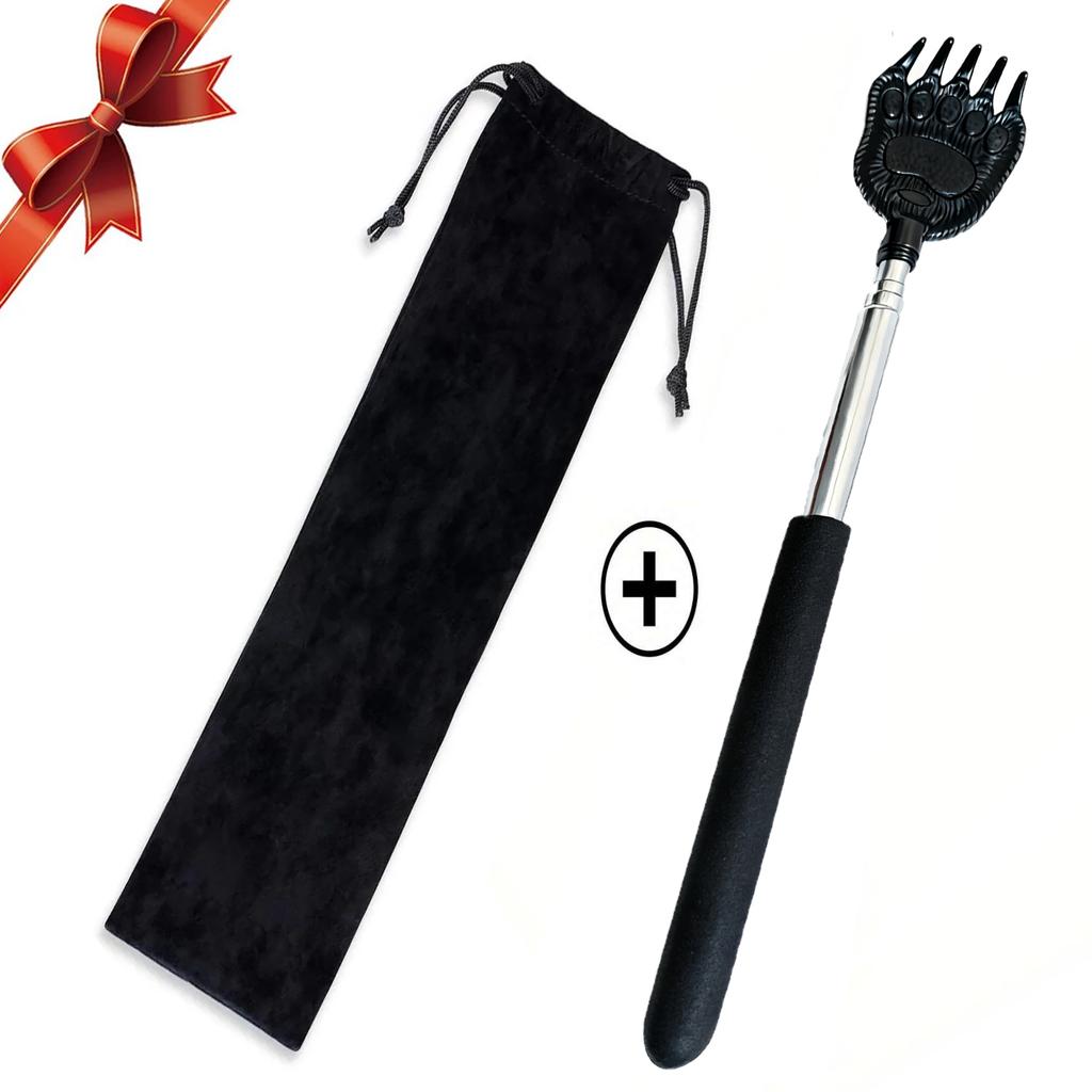 Upgraded Telescoping Back Scratcher & Massager – Bear Claw Head with Comfort Rubber Handle, Portable Massage Tool In Gift Box