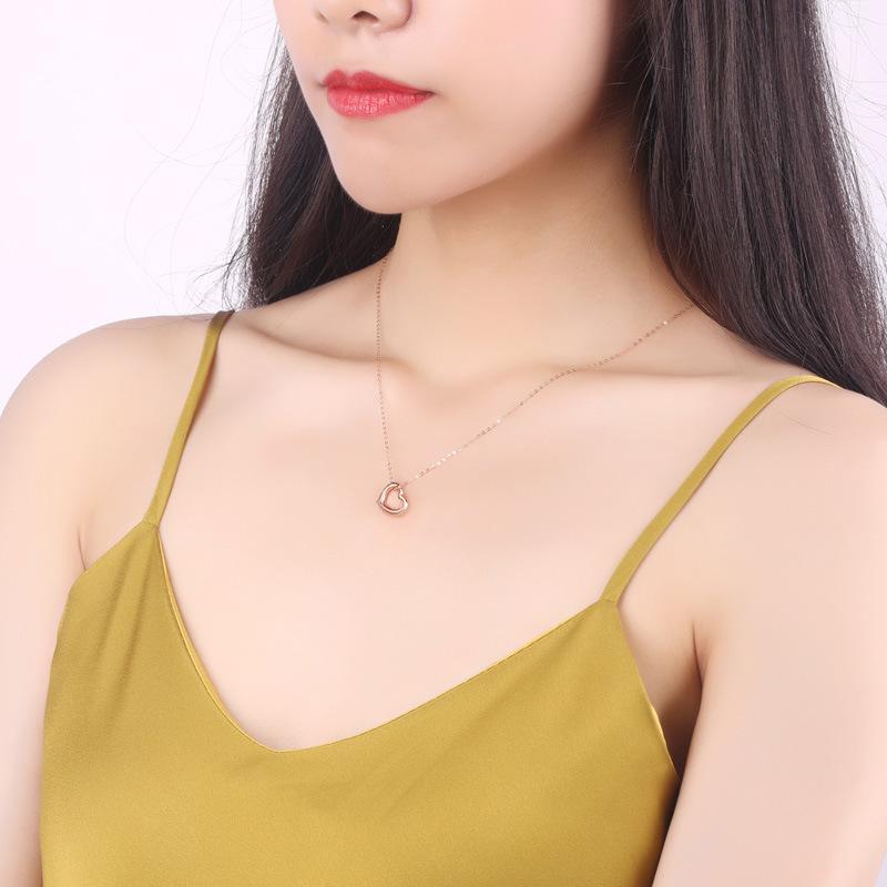 Genuine 18k Gold Pendant Color Gold Necklace Romantic Heart -Shaped Valentine 'S Day Au750 Clavicle Necklace