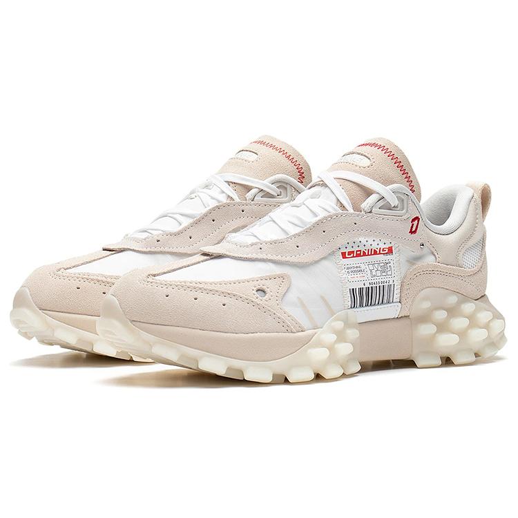 Li Ning Fabric Cushioning Slip Resistant Abrasion Resistant Breathable Low top Casual Shoes Women's White AZGS082-1