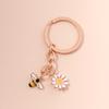 Cute Enamel Flower Bee Keychain Animal Key Rings Pendants for Women Girls Handbag Accessories DIY Jewelry Gifts