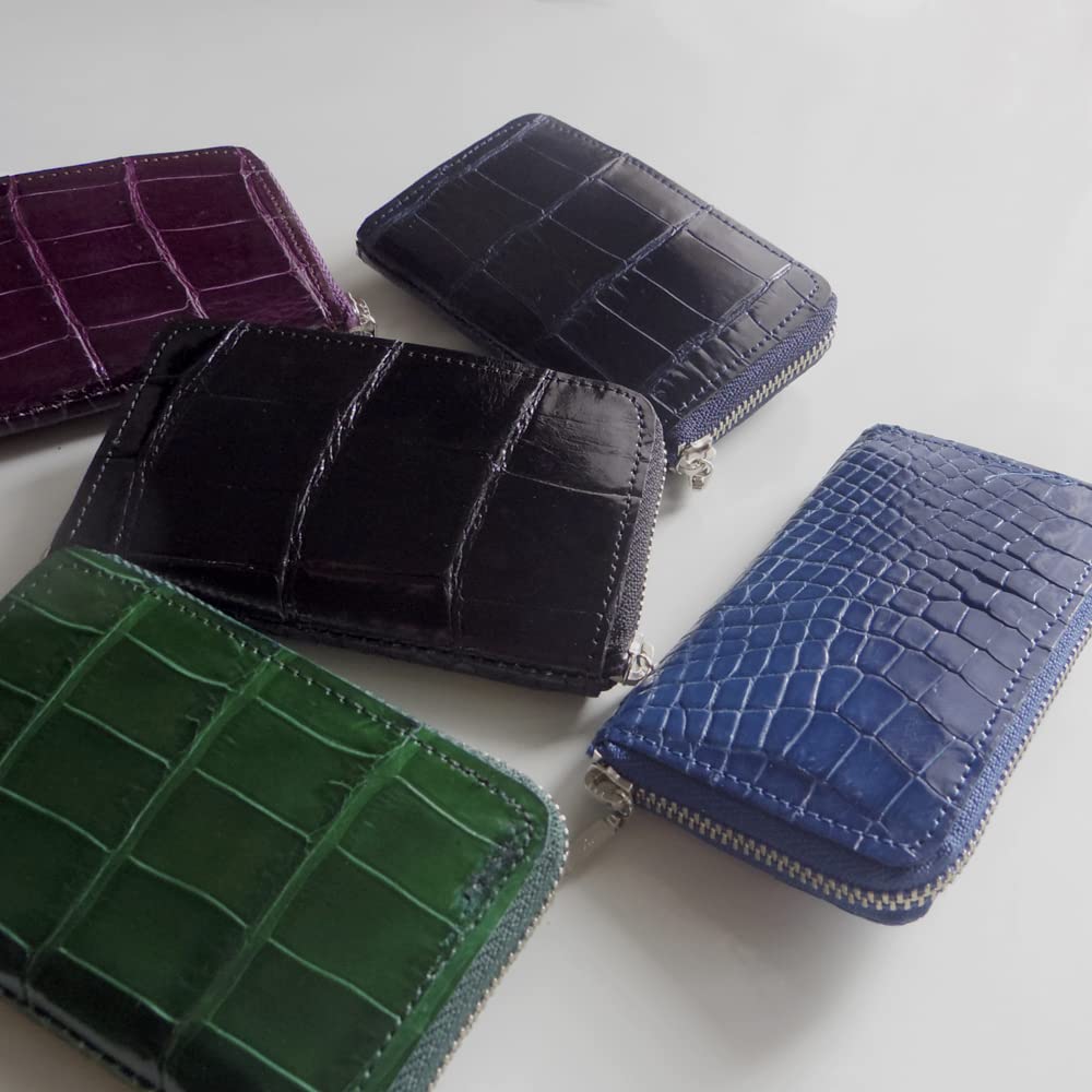 Krokodil Mini Münzfach Echtleder Geldbörse Münzbörse Leder [Laquju] Herren Damen (Sattes Grau)