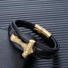 Genuine Leather Braided Viking Bracelets for Men Boys Vintage Thor's Hammer  Wrap Cuff Wirstband Bracelets with Closure