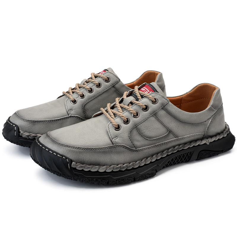 New Men s Cross-Border Hand-Stitched Leather Loafers - Casual Outdoor Shoes, Size 48, Autumn/Winter 44