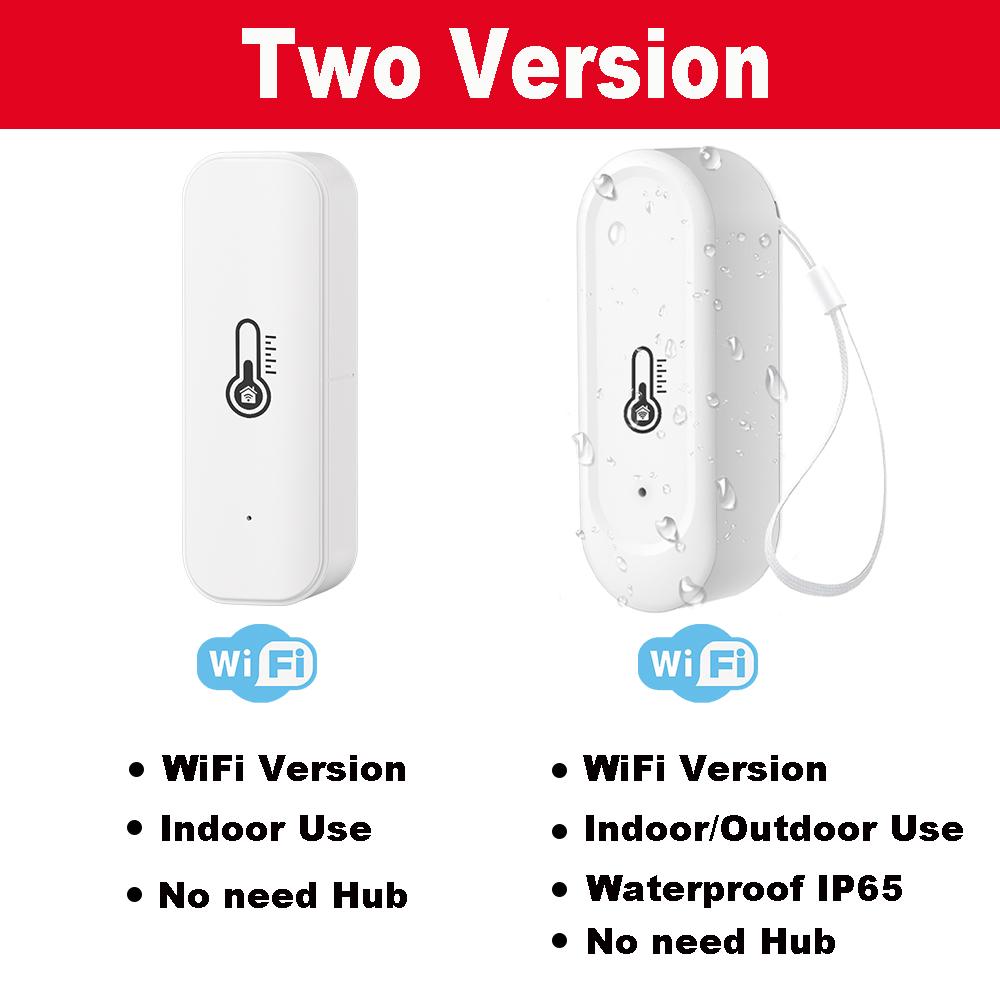 Tuya Innen- oder IP65 Wasserdichter Außen-WLAN Temperatur- und Feuchtigkeitssensor Heim-Thermometer Kompatibel für Alexa Google Home Sprachsteuerung