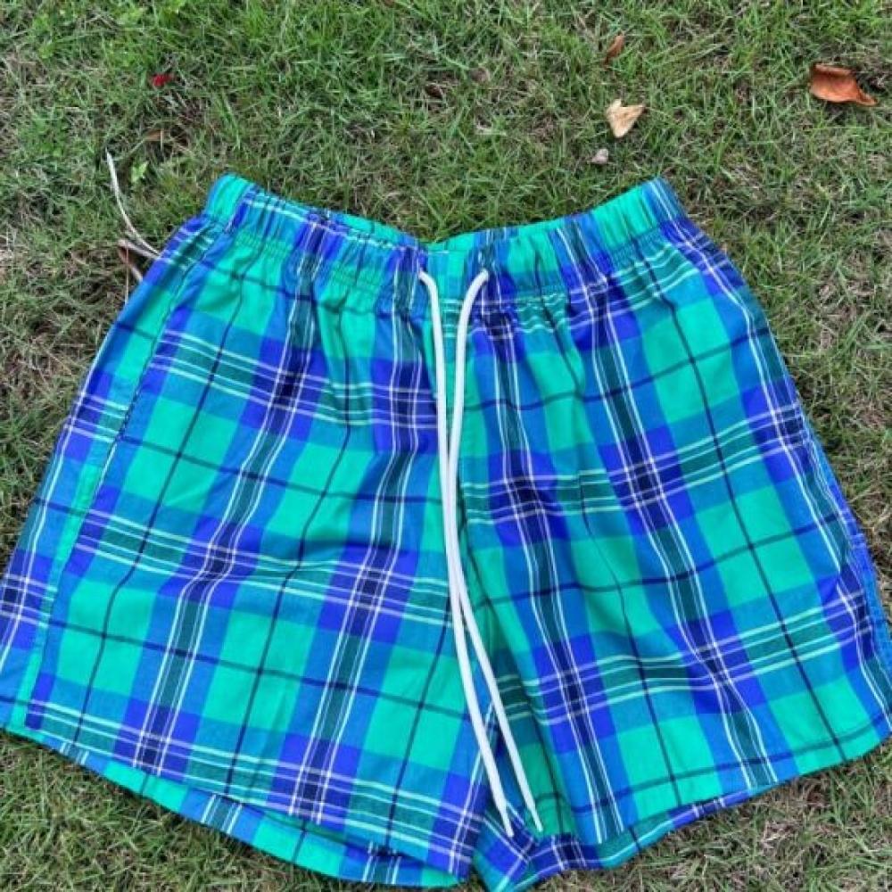 Dabimong Men Ralph Beach Vacation Check Shorts
