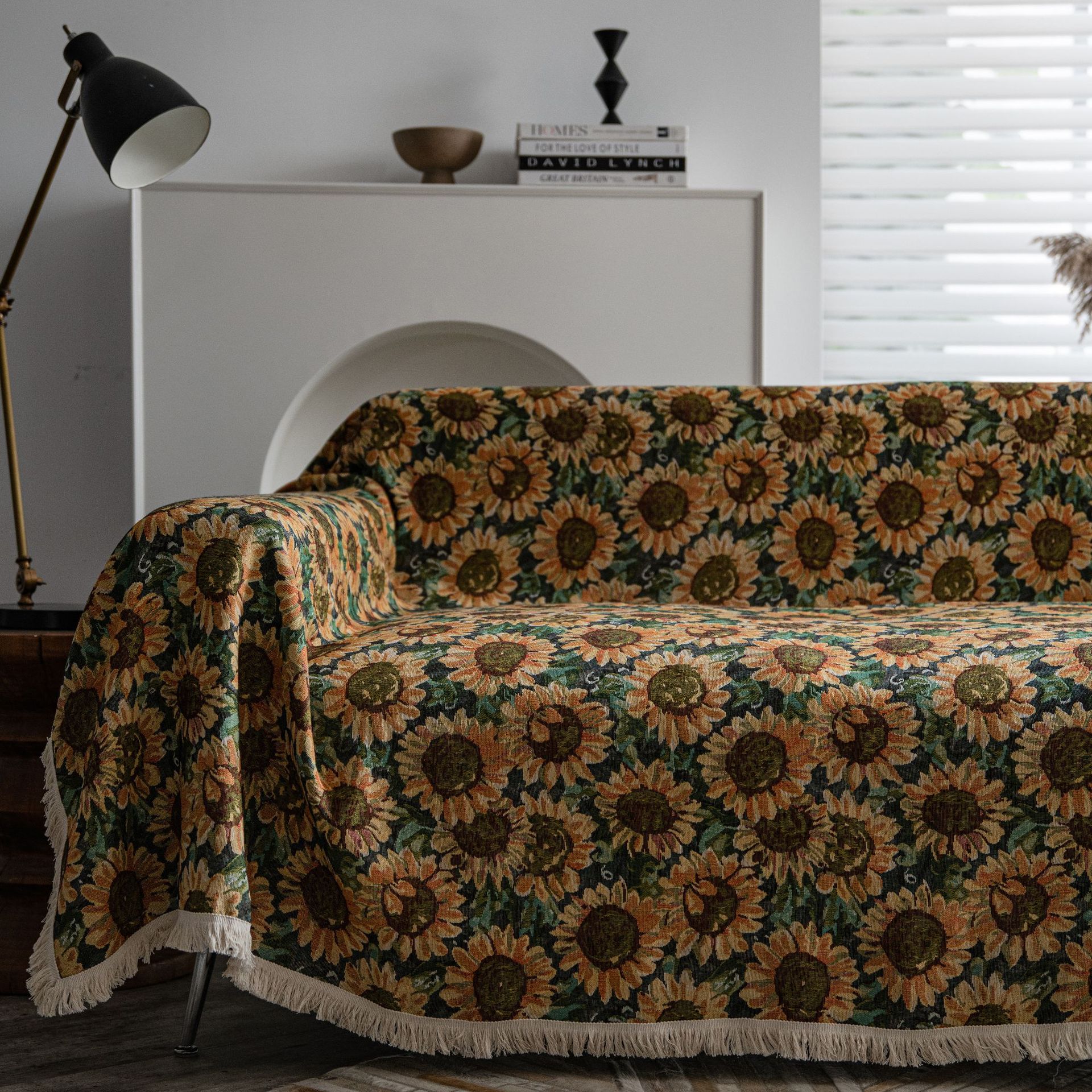Exquisite multifunctional sofa towel cover towel American country jacquard sunflower thick retro factory direct supply 130*180