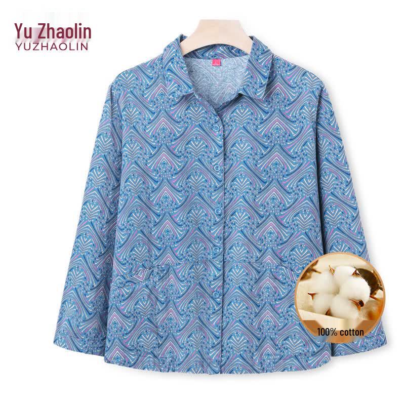YUZHAOLIN Women s Pure Cotton Floral Shirt 5XL