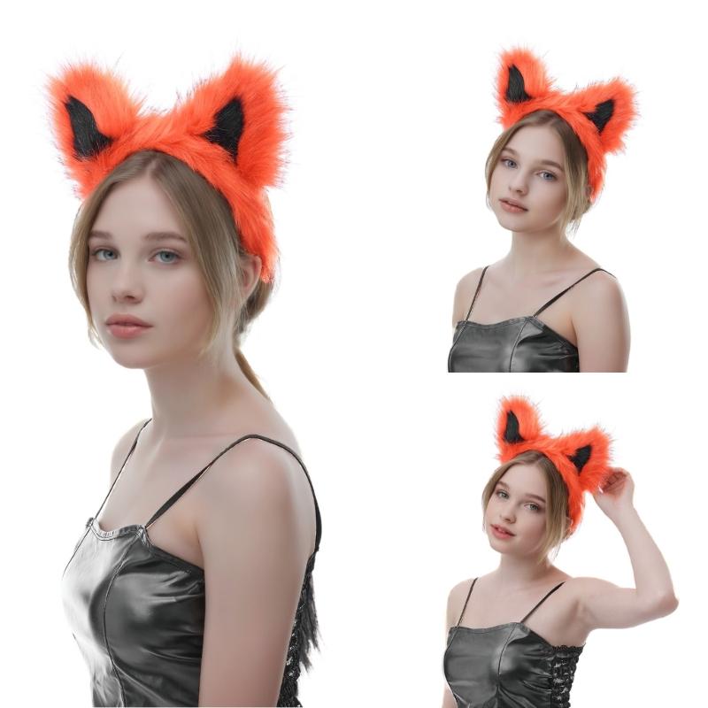 Nepbonten Vossen Wolvenoren Haarband Furry Handgemaakt Dierenoren Haarband Hoofddeksel Halloween Kostuum Cosplay Accessoires