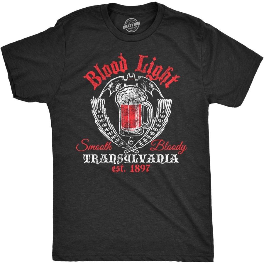 Mens Blood Light T Shirt Funny Halloween Beer Parody Vampire Tee for Guys S