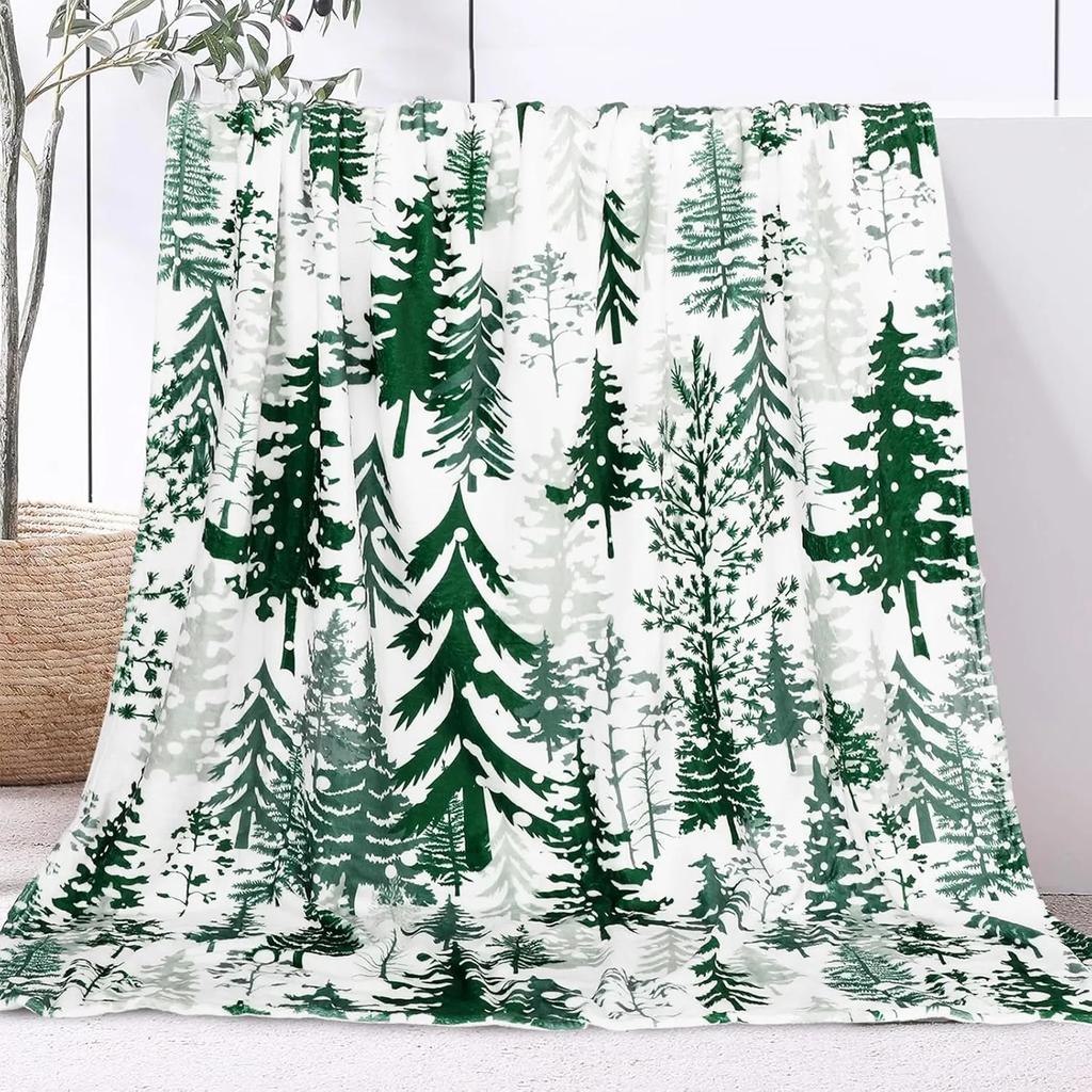 1PC Christmas Blanket Christmas Tree Christmas Throw Blanket Soft Warm Flannel Reindeer Christmas Blankets for Couch Bed Sofa
