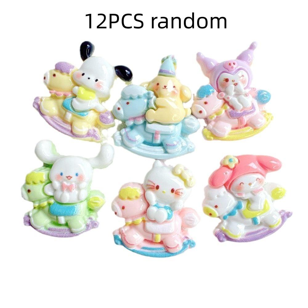 

12/120PCS Bright face riding wooden horse cute animal resin accessories DIY cream glue phone case hair accessory material