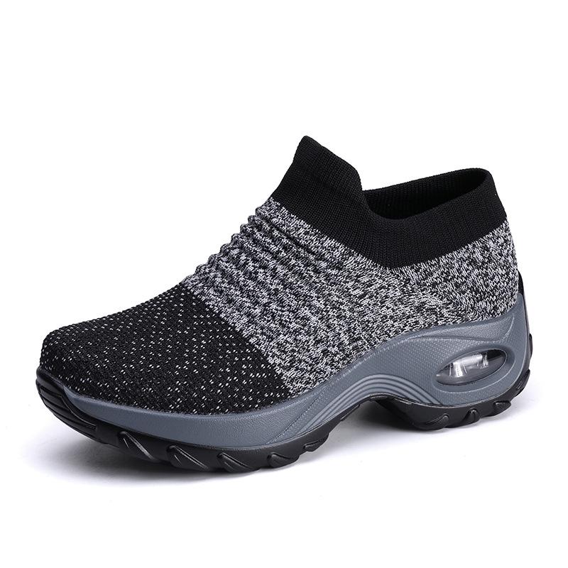 Cross-Border Plus Size Breathable Flyknit Sock Sneakers - Women's Trendy, Lightweight, Elastic Sports Shoes for Spring & Autumn