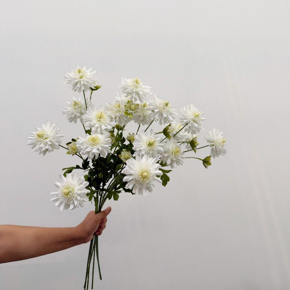 Stem Form Artificial Chrysanthemum With Buds Floral Decor Artificial DIY Gift  Indoor Room
