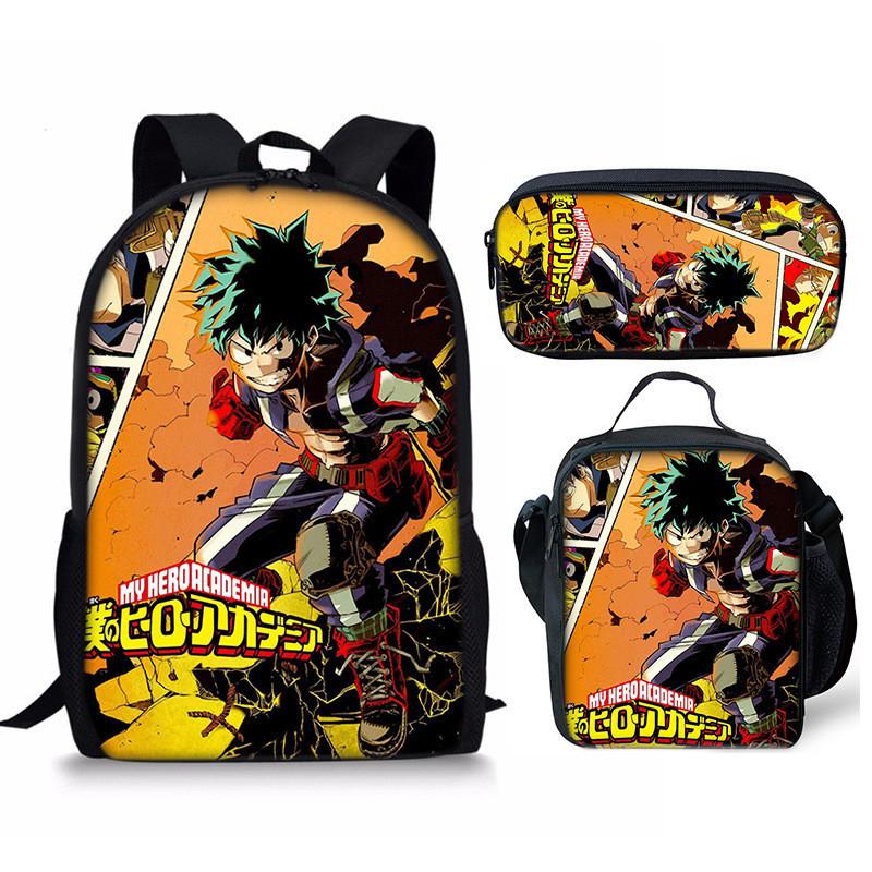My Hero Academia Schülerrucksack mit Polyesterfutter und Anime-Cartoon-Design für Teenager