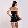 Lenjerie sexy pentru femei Costum erotic Rochie de servitoare din dantelă Lenjerie de corp pe un umăr Cosplay Costum de servitoare franceză Cămașă de noapte