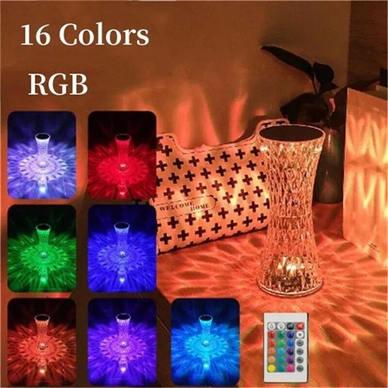 

3/16 цветов светодиодная хрустальная настольная лампа с небольшой поясной проектор сенсорный романтический алмазный атмосферный светильник USB светодиодный ночник для спальни