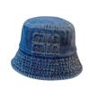 New Style Denim Fisherman Hat for Women with Letters Big Head Circumference Face Showing Small Basin Hat Sun Protection Visor