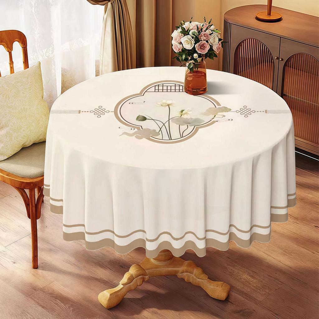 New Imitation Embroidery Pvc Round Tablecloth Ethnic Style Waterproof Oilproof Heatproof Washable Durable Decorative Tablecloth