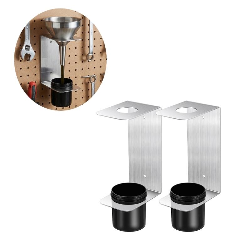 2Pack Wall Mounted Oil Funnel Holder Funnel Bracket Organizers Aluminum Construction For Workshop Use