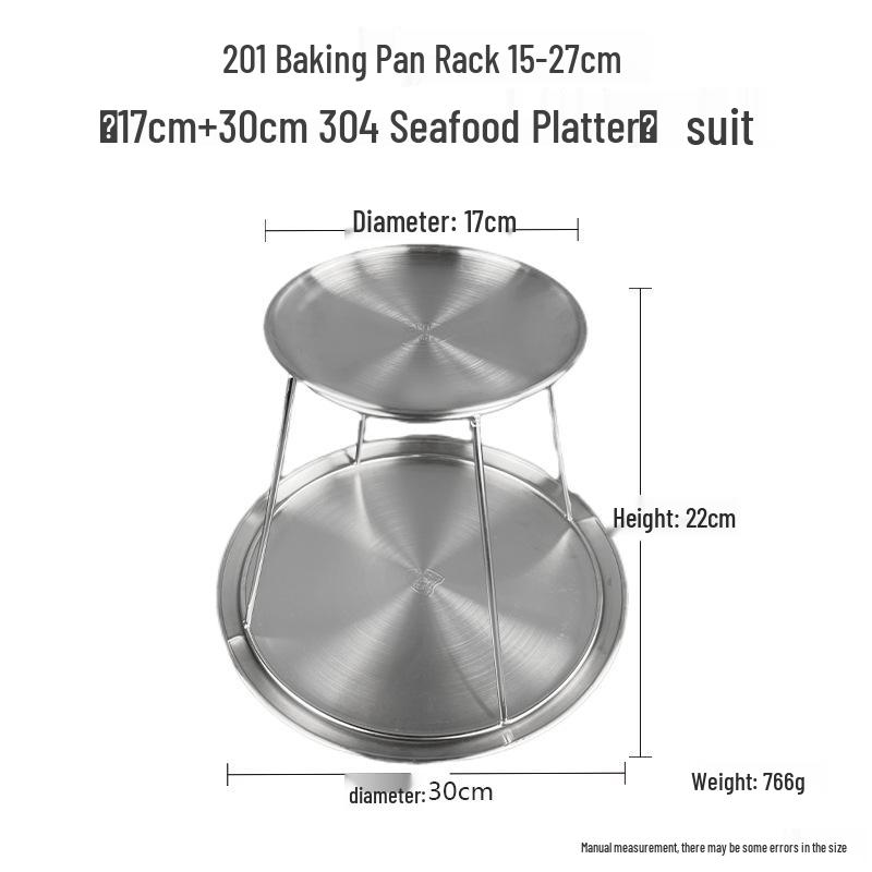 Stainless Steel Double Layer Seafood Platter: Sashimi, Oyster, Shrimp, Crab Tower Buffet Display Stand & Dim Sum Rack