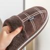 Large Size 50-51 Plaid House Slippers for Man Foam Winter Plush Indoor Male Shoes Warm Home Slippers Non Slip Black