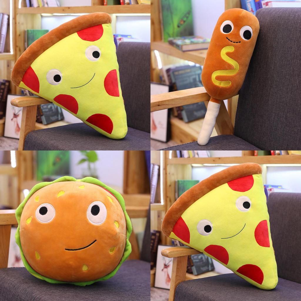 Adorable Plush Hamburger Hot Dog Popcorn Fries Ice Cream Teddy Bear Cushion Toy