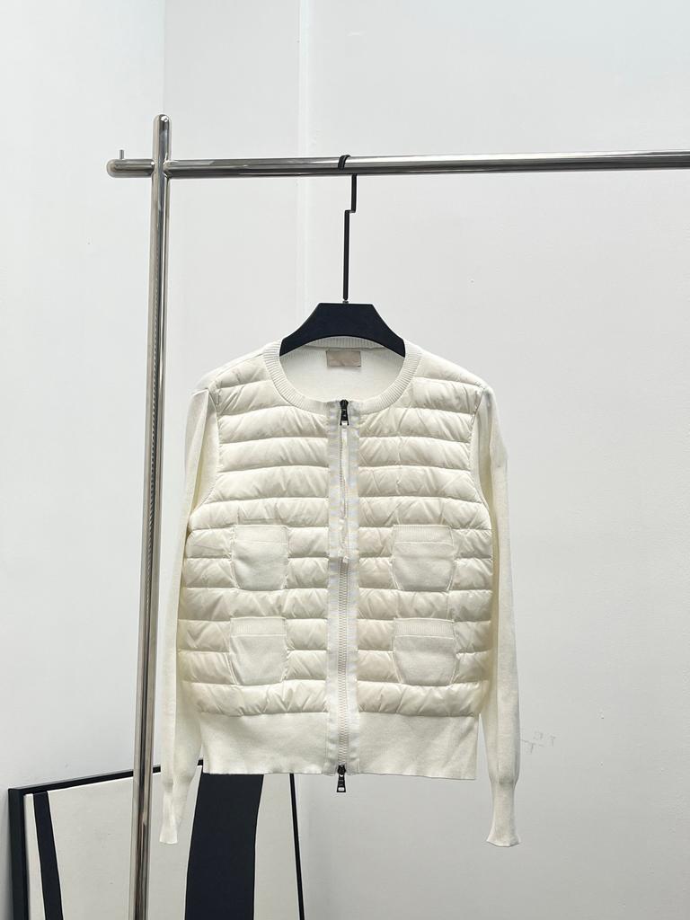 Goose down version original standard Mengjia new women's round neck light splicing down jacket